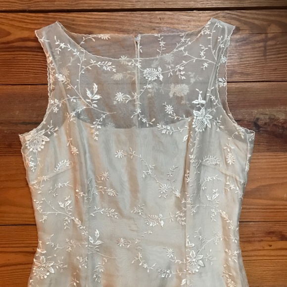Ann Taylor Beige Cream Lace Silk Shift Dress, EUC, 2 - Picture 3 of 12